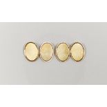 Pair 9ct gold double-oval and chain-pattern cufflinks, engine-turned, 12g approx.