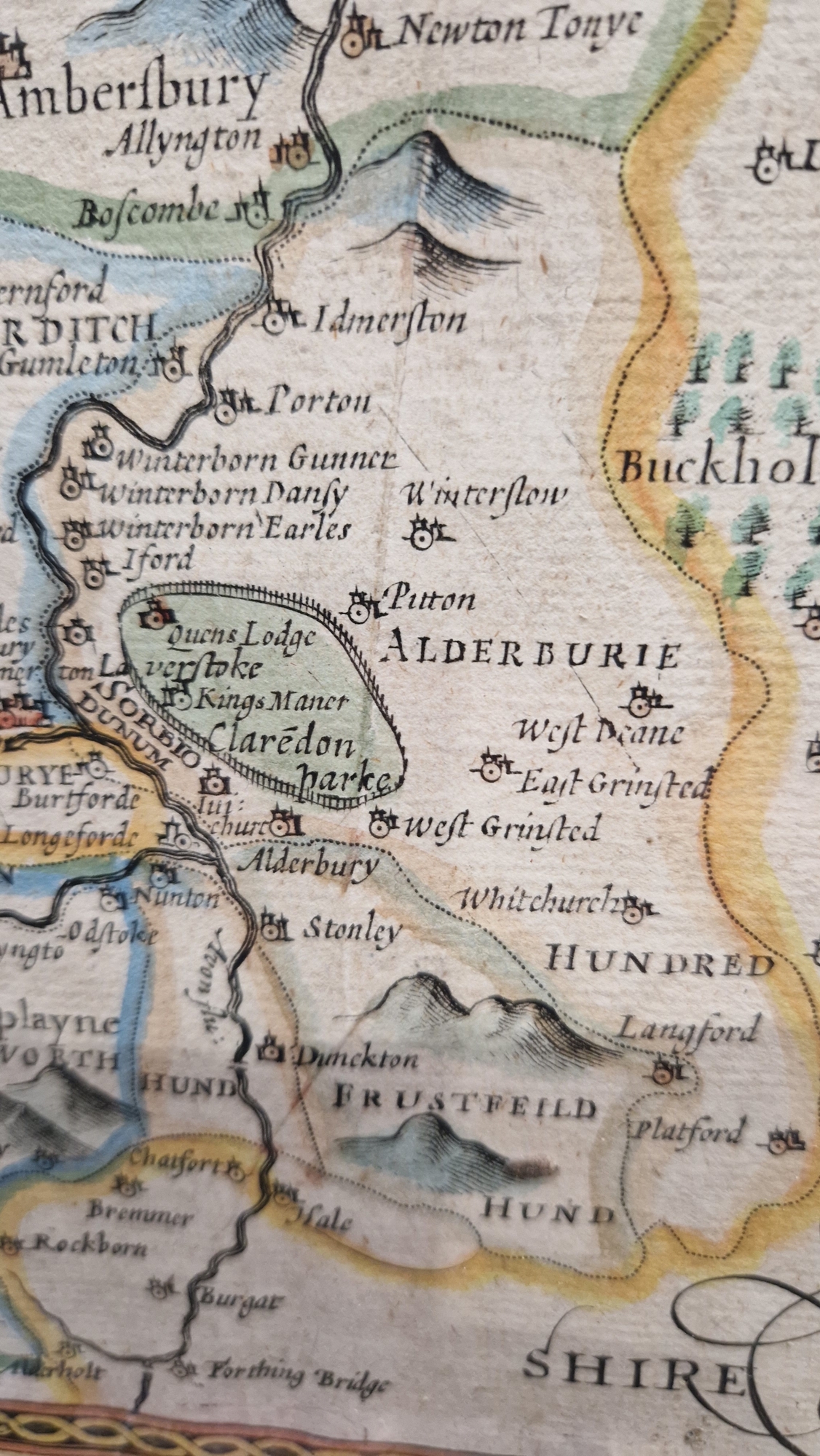 John Speed, 'Wilshire', John Sudbury & George Humble, 17th century hand coloured engraved map of - Image 19 of 33