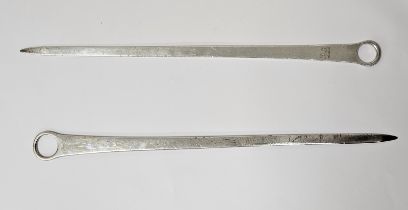 A George III silver meat skewer, Peter Anne & William Bateman, London 1800, approximately 30cm long;