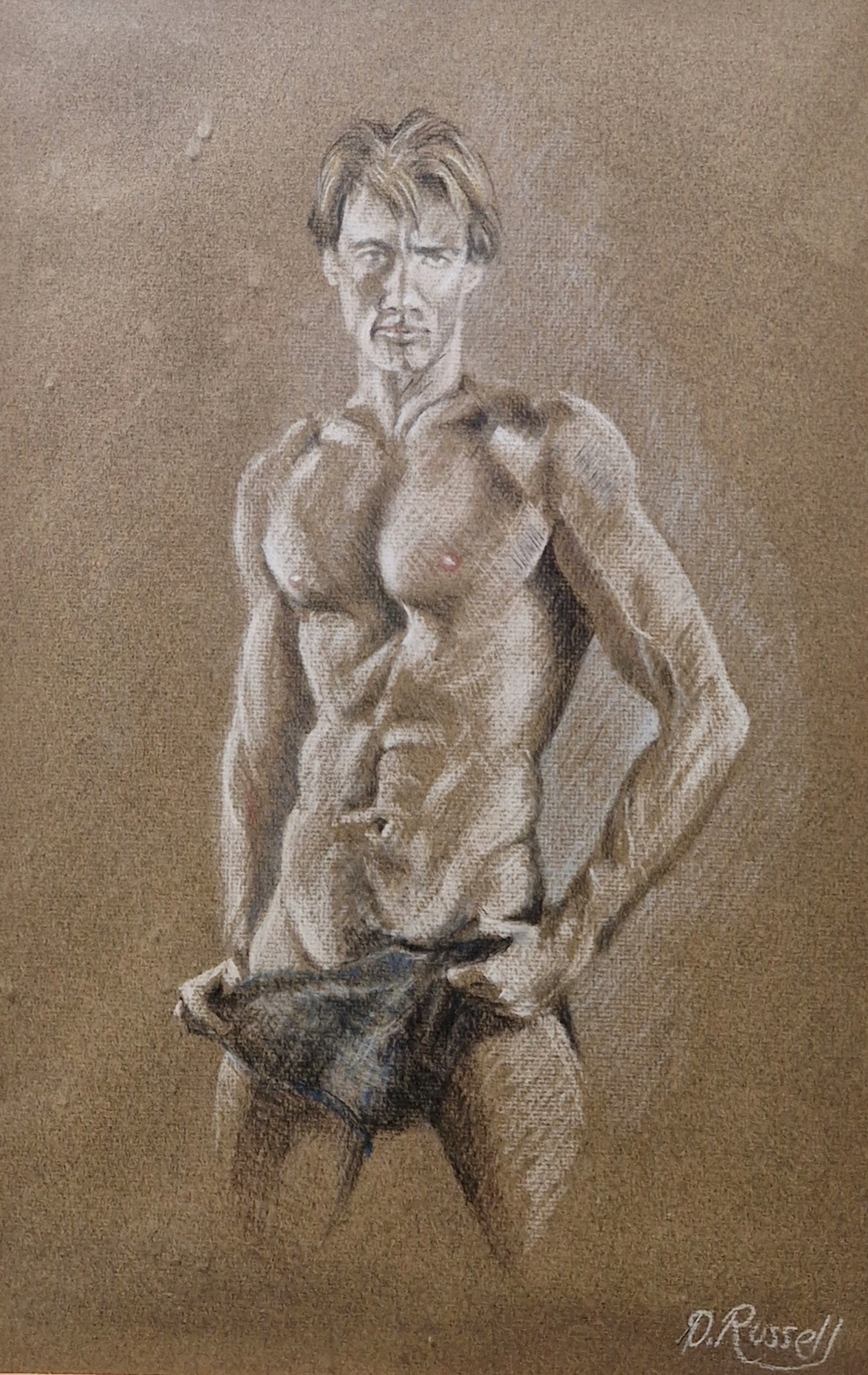 Derrick Russell (20th century) Pastel on paper Three figure studies of nude males, all signed - Image 3 of 7