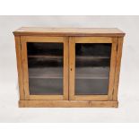 Victorian pine display cabinet, the two glazed doors opening to reveal two adjustable shelves,