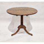19th century oak tilt-top table of circular form, on tripod base, 80cm diameter
