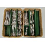 Composite silver fiddle and thread pattern flatware service, mixed dates and makers, comprising five