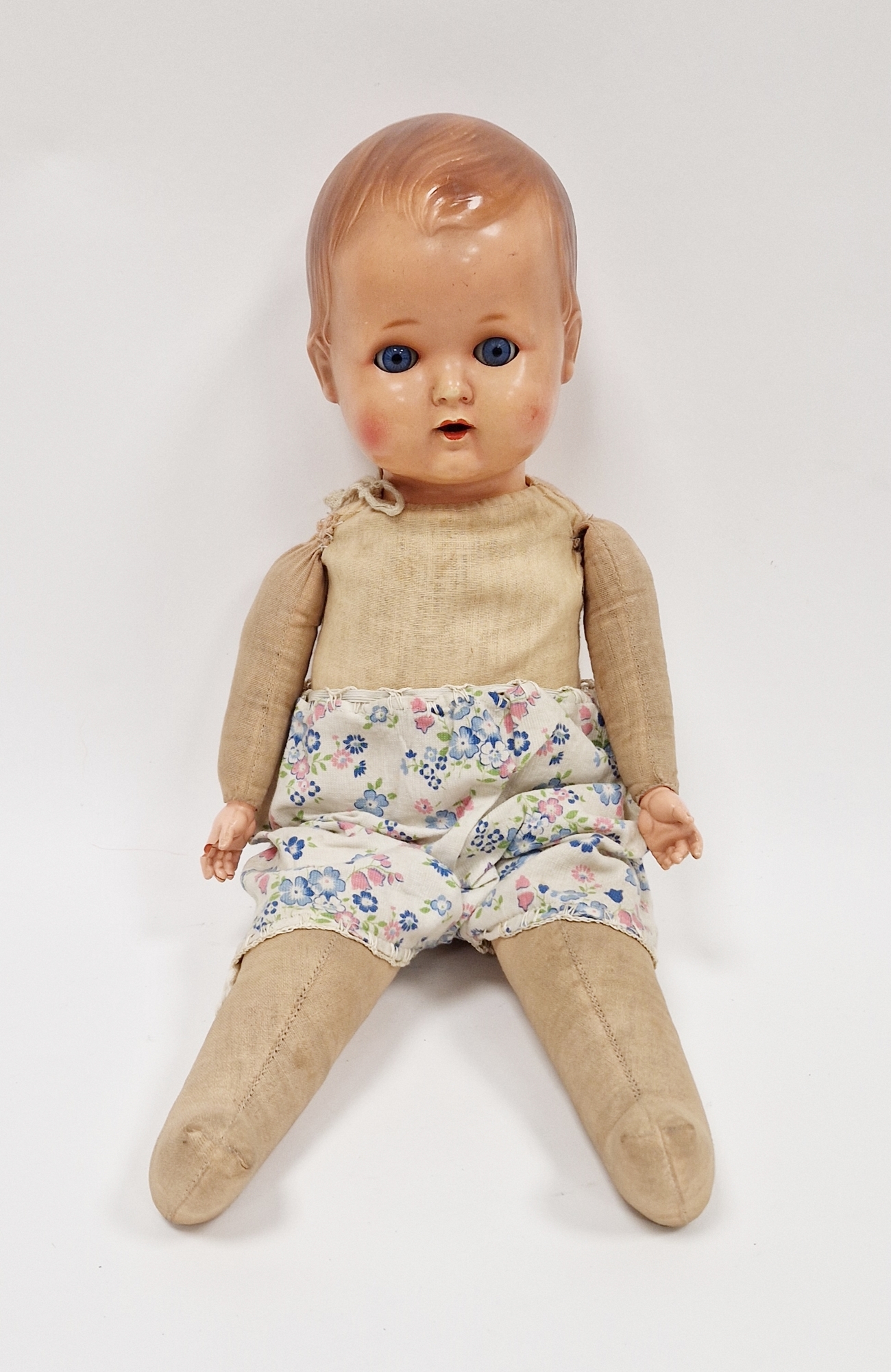 Rheinische Gummi Una Celluloid doll, Fabrik Co, circa 1940 with a photograph of the original owner - Image 2 of 2