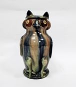 Continental pottery owl jug and cover, circa 1900, impressed shape no.386, indistinct factory mark