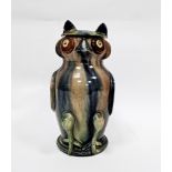 Continental pottery owl jug and cover, circa 1900, impressed shape no.386, indistinct factory mark