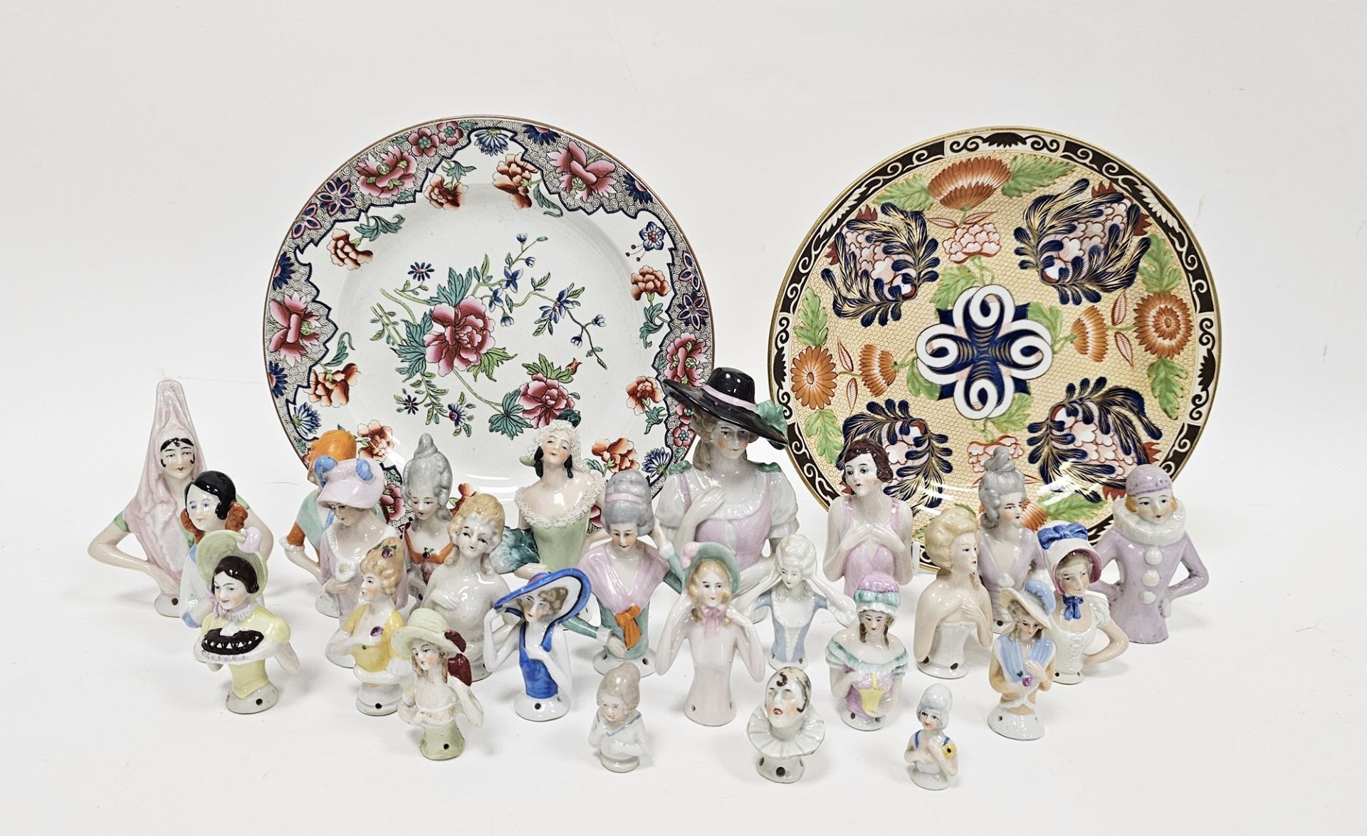 Collection of continental porcelain half-dolls, various impressed numerals, late 19th/early 20th