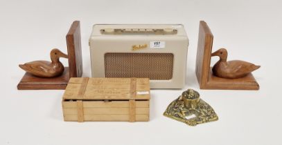 Roberts Revival DAB radio in cream (cream leather handle distressed), with original instructions,