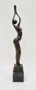 After J Depose - bronze freeform female figure with a stamp mark, on a stepped marble base, 46cm