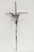 Italian modernist signed silver-coloured metal abstract wall mounting crucifix by Gotti et C,
