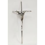 Italian modernist signed silver-coloured metal abstract wall mounting crucifix by Gotti et C,