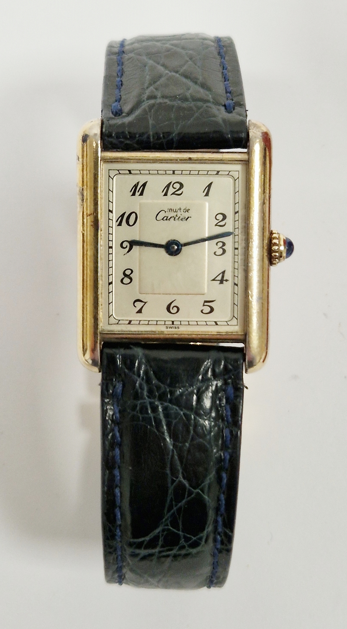 Lady's Must de Cartier Vermeil Tank quartz wristwatch, the rectangular dial with Arabic numerals - Image 2 of 2