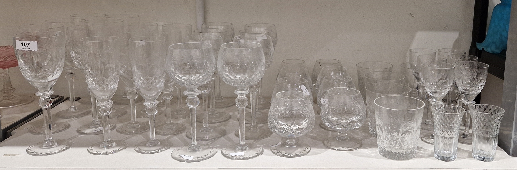 Large quantity of matching cut glassware to include wine glasses, brandy glasses, tumblers etc., - Image 2 of 2