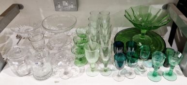Quantity of late 19th and 20th century glassware to include a pair of champagne saucers with