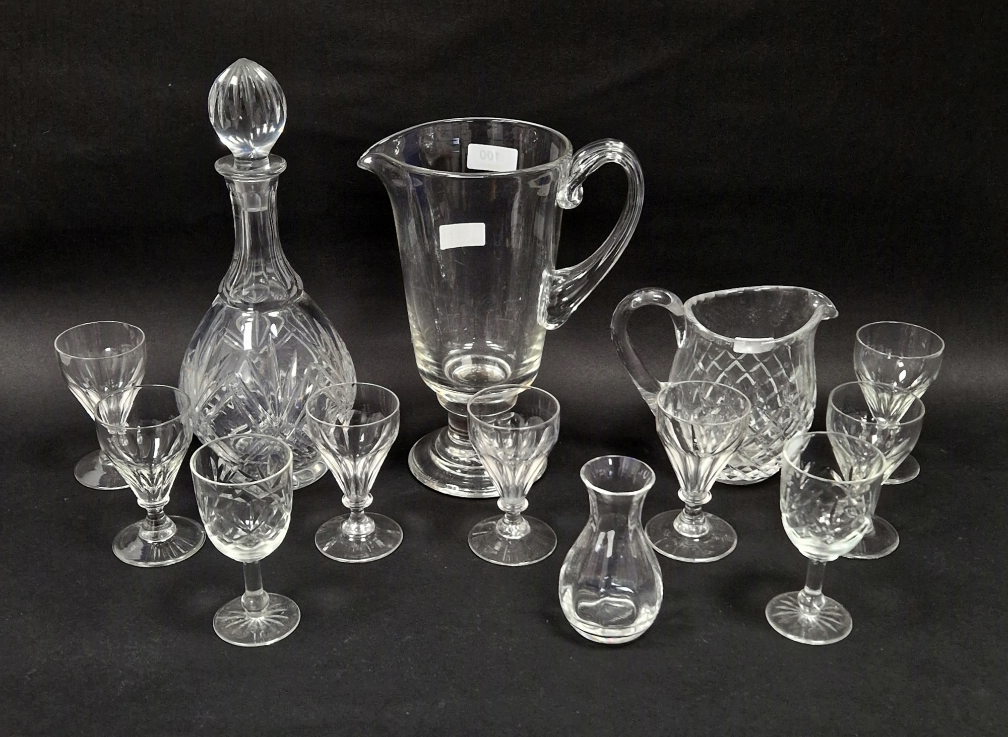 Quantity of Waterford 'Sheila' pattern wine glasses, each conical bowl panel cut, on faceted - Image 2 of 2