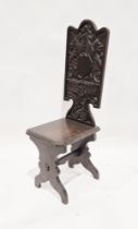 19th century carved oak spinning chair with acanthus leaf and foliate motifs throughout, 105cm high