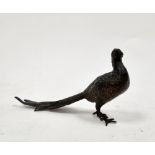 Austrian cold painted bronze model of a pheasant by Franz Bergman, amphora mark to base, 16cm long