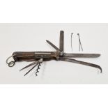 Vintage large antler handled horseman's/coachman's multi-tool pen knife, with mutliple blades