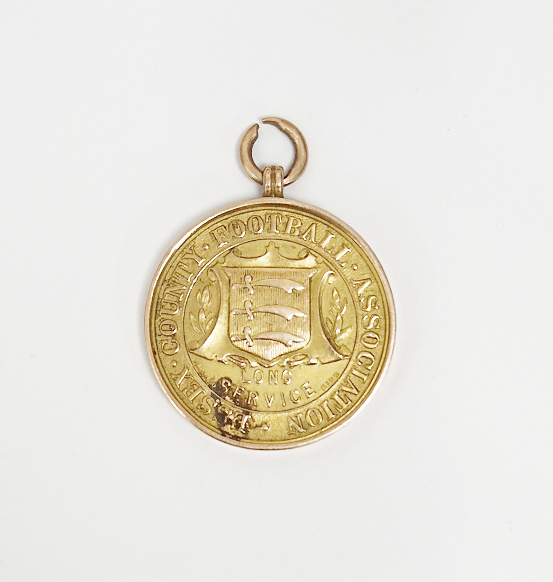 Essex County Football Association 15ct gold Long Service medallions, 1930's, awarded to Teddy