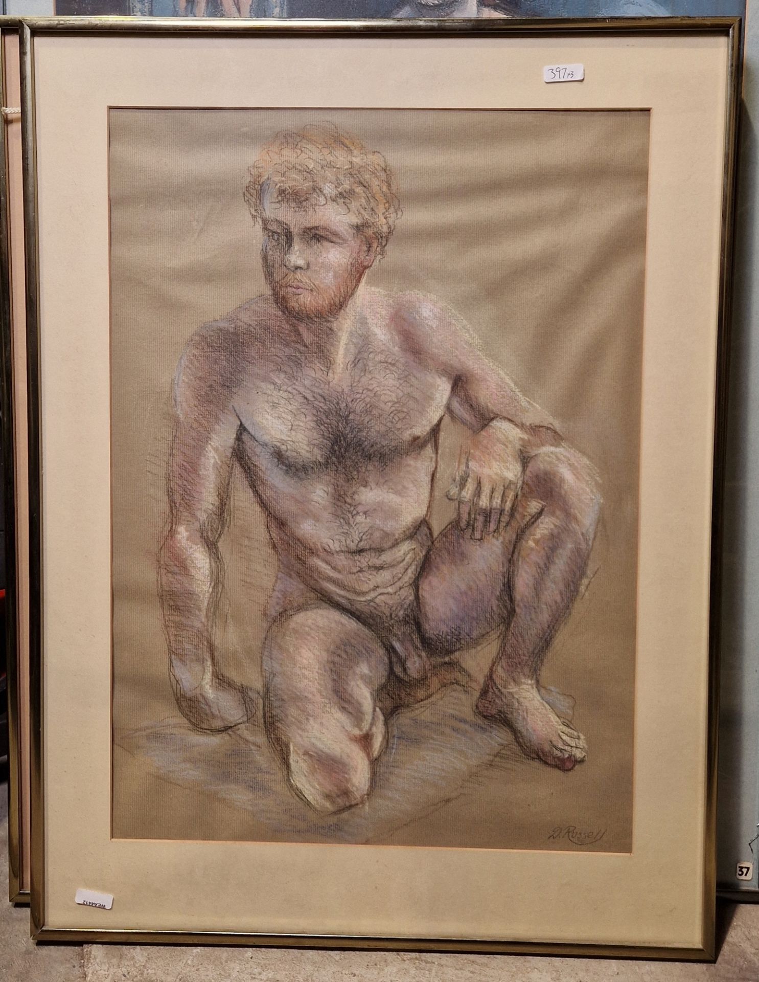 Derrick Russell (20th century) Pastel on paper Three figure studies of nude males, all signed - Image 4 of 7