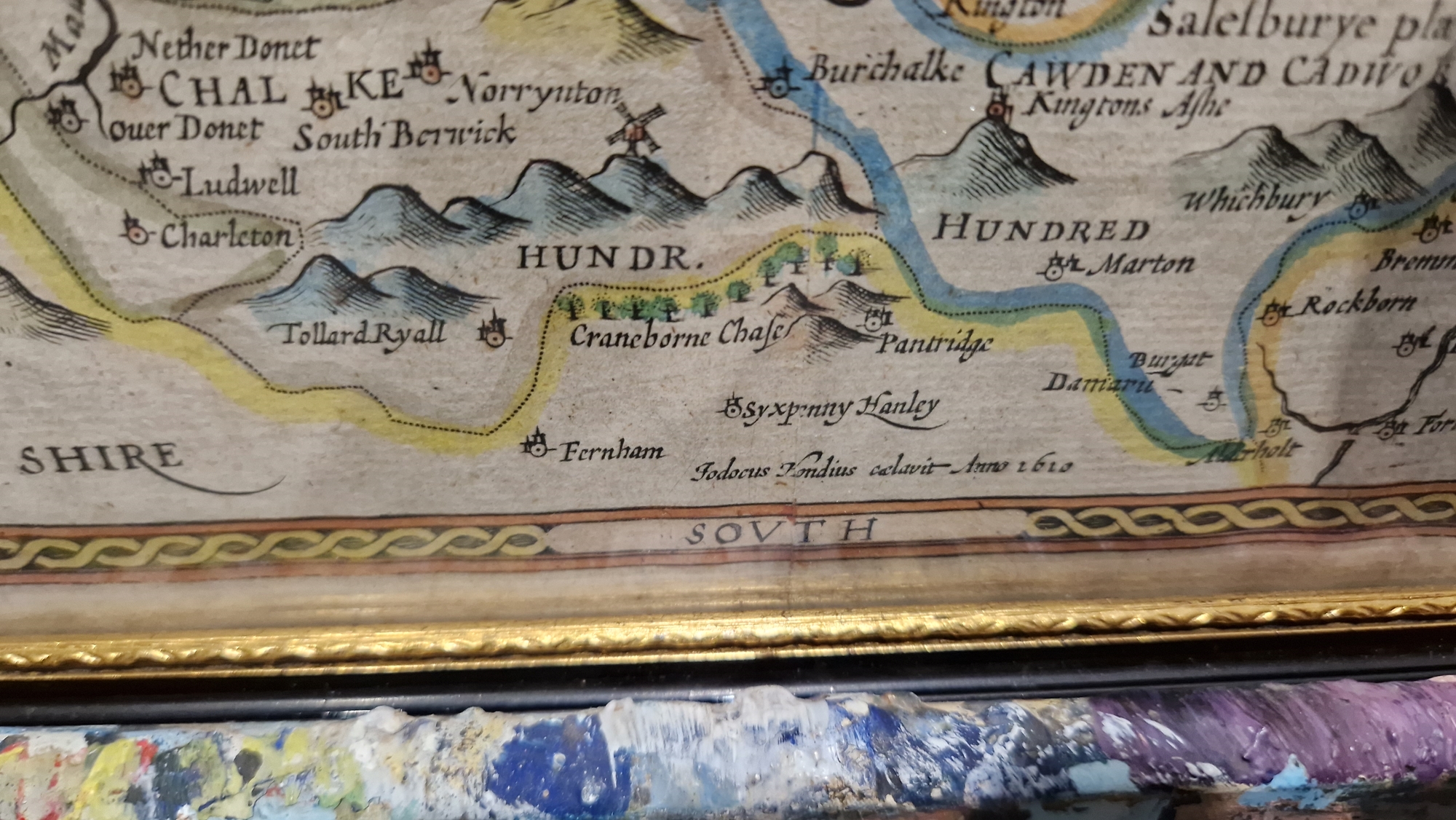 John Speed, 'Wilshire', John Sudbury & George Humble, 17th century hand coloured engraved map of - Image 9 of 33