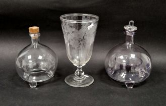 Two late 19th/early 20th century blown glass fly/insect catchers and an early 20th century glass