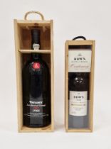 Cased magnum of Taylors LBV port 1985 and a bottle of 1996 Quintado Bomfin vintage port in centenary