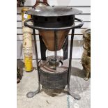Early 20th century iron housed conservatory heater/burner with Hicks marked burner, with pierced