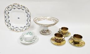Limoges D&C footed tazza, gilt with neo-classical swag border, three Royal Doulton bone china