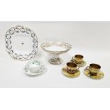 Limoges D&C footed tazza, gilt with neo-classical swag border, three Royal Doulton bone china