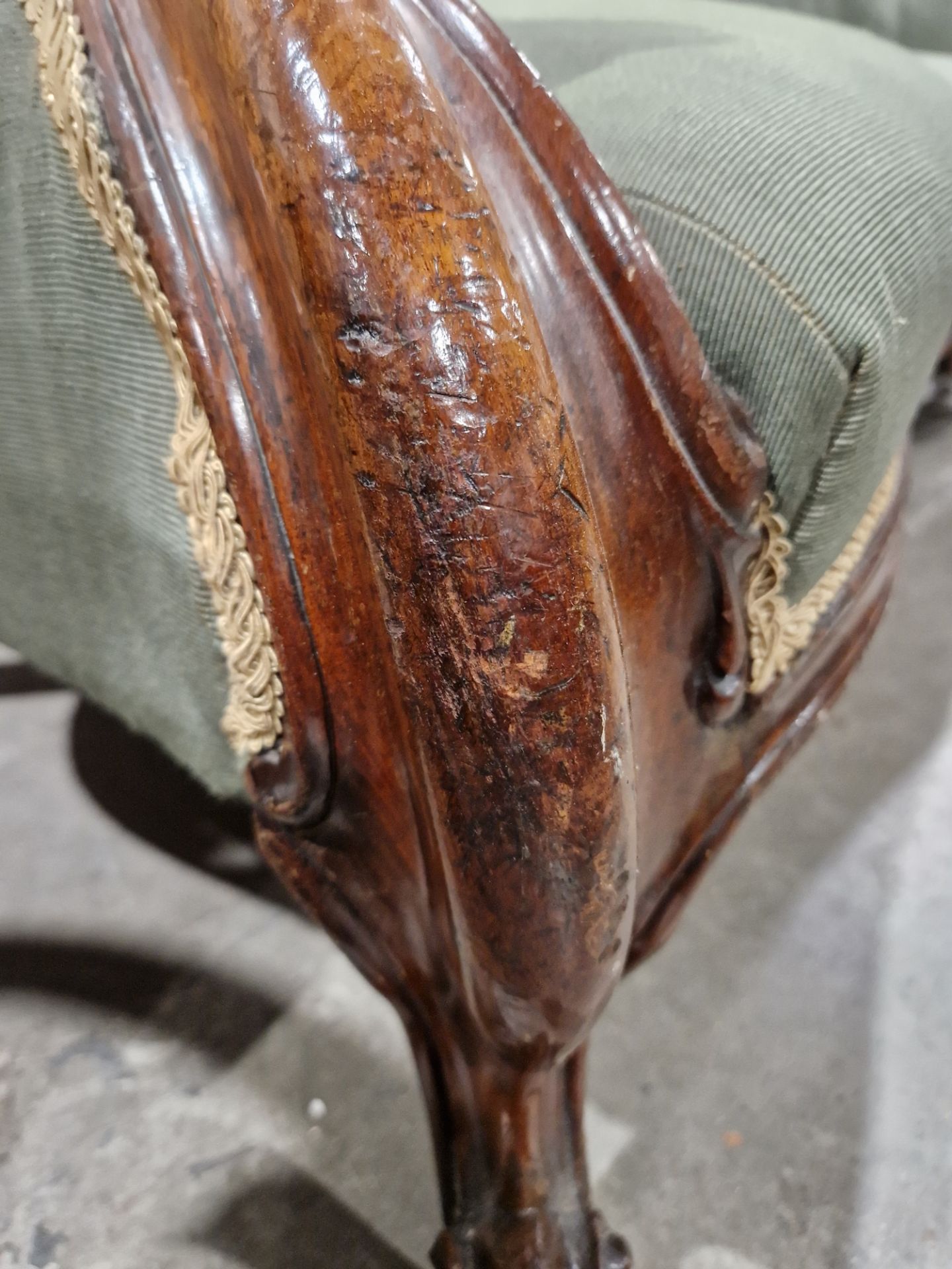 Victorian mahogany-framed parlour sofa, with scroll button back and foliate carved frame, - Image 25 of 29