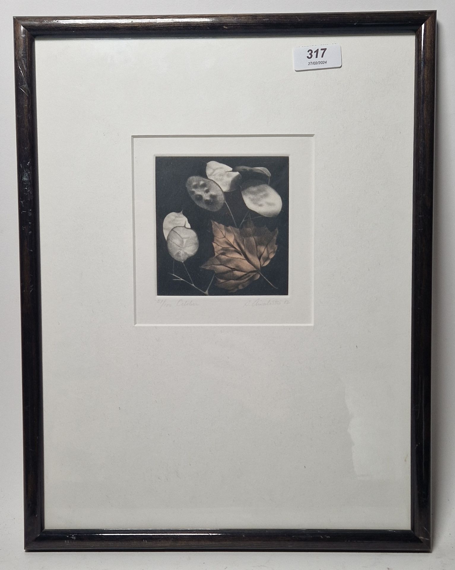 20th century school Etching & aquatint "October", study of some leaves, indistinctly signed and - Image 8 of 12