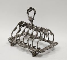 Victorian Irish silver six-division toast rack/letter rack, probably by Robert W Smith, Dublin (no