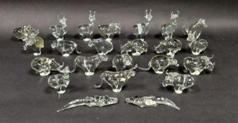 Twenty-three Ngwenya of Swaziland glass animal models to include kudu, elephant, rhino etc., tallest