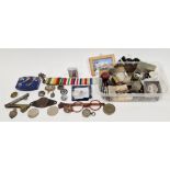 Collection of commemorative coins and medals, silver and silver-gilt thimbles, assorted enamelled