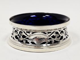 George V silver miniature dish ring of typical waisted form and pierced with foliate scrolls and two