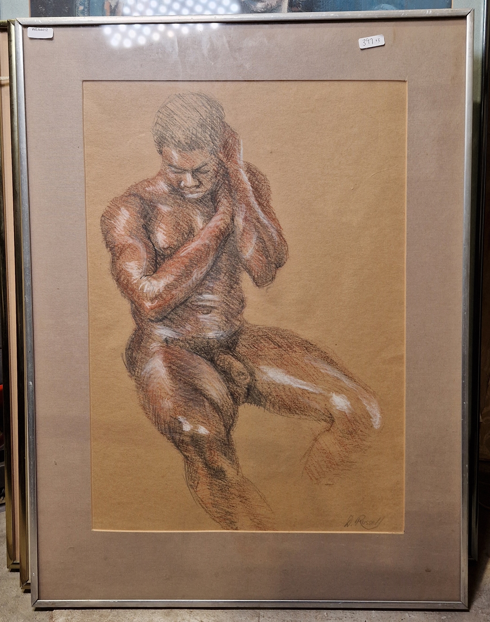 Derrick Russell (20th century) Pastel on paper Three figure studies of nude males, all signed - Image 5 of 7