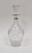 20th century silver mounted cut glass decanter, hallmarked London 1970, makers mark rubbed, 28cm