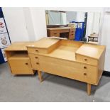 Vintage Avalon dressing table with single swing mirror, having two short and two long drawers, on