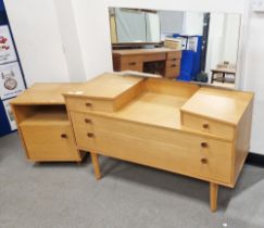 Vintage Avalon dressing table with single swing mirror, having two short and two long drawers, on