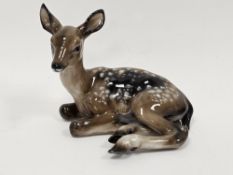 Rosenthal porcelain model of a recumbent fawn, printed gilt marks, moulded F Heiderei to edge,