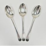 Set of three George III silver tablespoons, Old English pattern, London 1774, makers John Lambe,