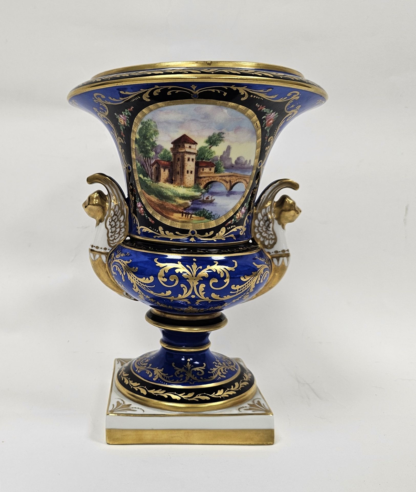 20th century Paris porcelain campana-shaped vase, with iron red marks for Tallec a Paris, blue DD/6M