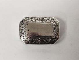 George III silver vinaigrette by Samuel Pemberton, Birmingham 1801, of rectangular form with