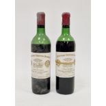 Two bottles of Chateau Cheval Blanc St Emillion Grand Cru classe 1962 (mid and very low shoulder) (