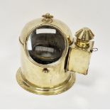 Brass ship's gimbal compass by John Lilley & Son, London, ring handle to the top, glazed front,