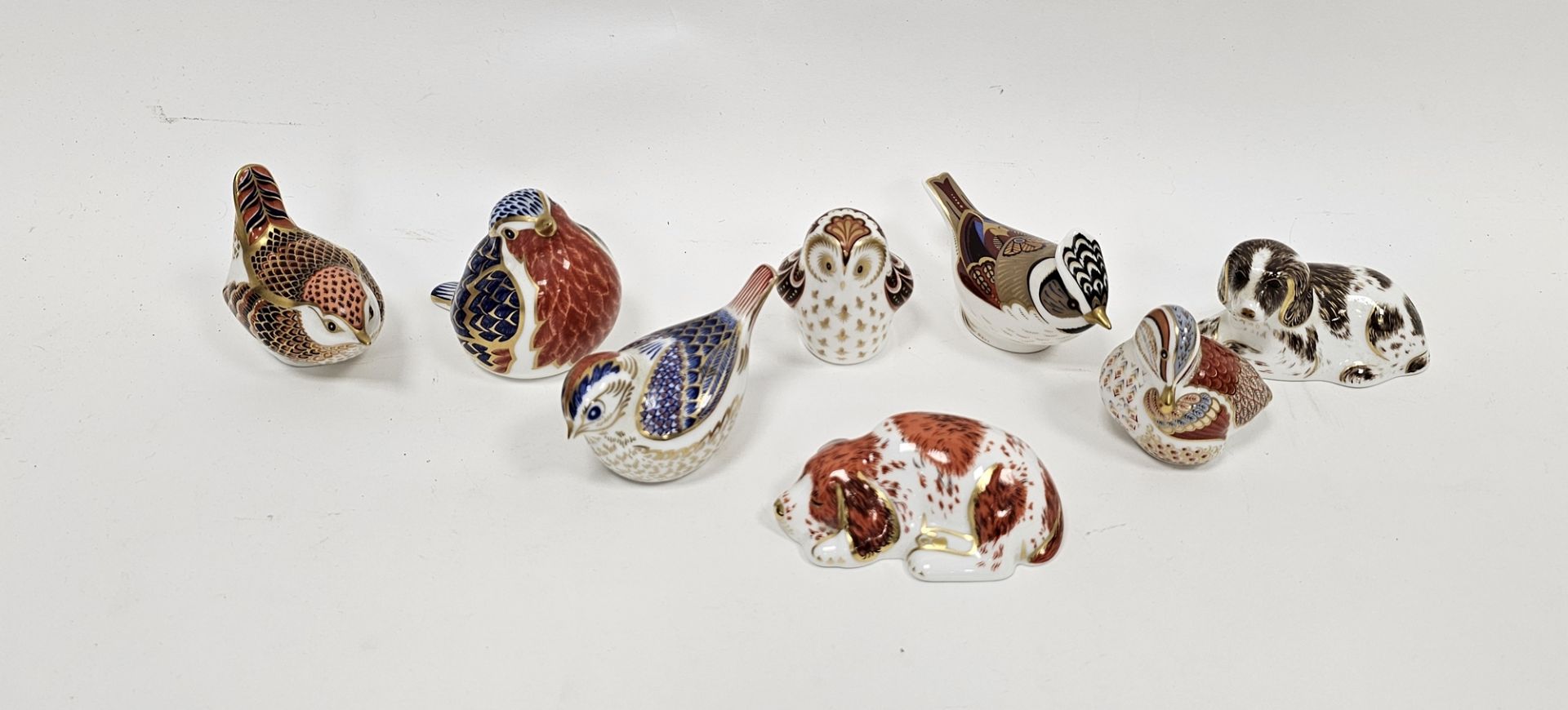 Eight Royal Crown Derby bone china models of animal paperweights comprising Teale Duckling, Robin, - Image 2 of 7