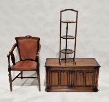 Late 19th/early 20th century mahogany armchair with upholstered seat and back, pierced splat arm