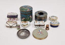 Late 19th/early 20th century Chinese cloisonne enamel cylindrical ashtray and a pot and cover,