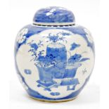 Chinese porcelain ginger jar and cover, 19th century, underglaze blue four-character mark, painted